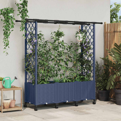 Verhoogd Bed met Trellis en Dak Grijs 162,5 x 40 x 142 cm PP