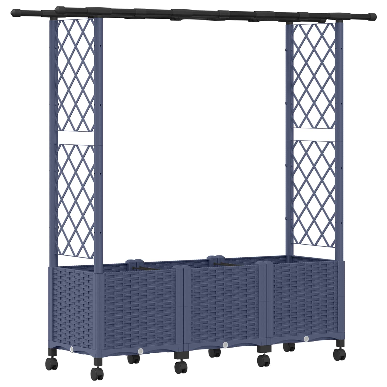 Verhoogd Bed met Trellis en Dak Grijs 162,5 x 40 x 142 cm PP