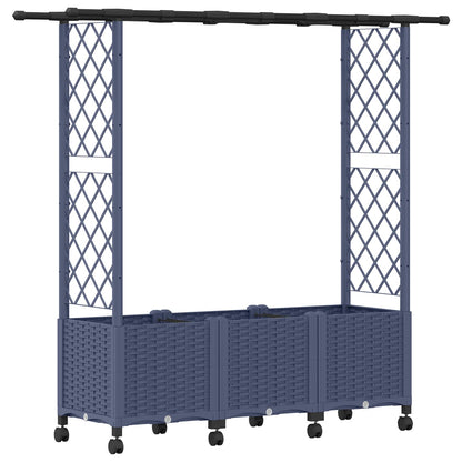 Verhoogd Bed met Trellis en Dak Grijs 162,5 x 40 x 142 cm PP