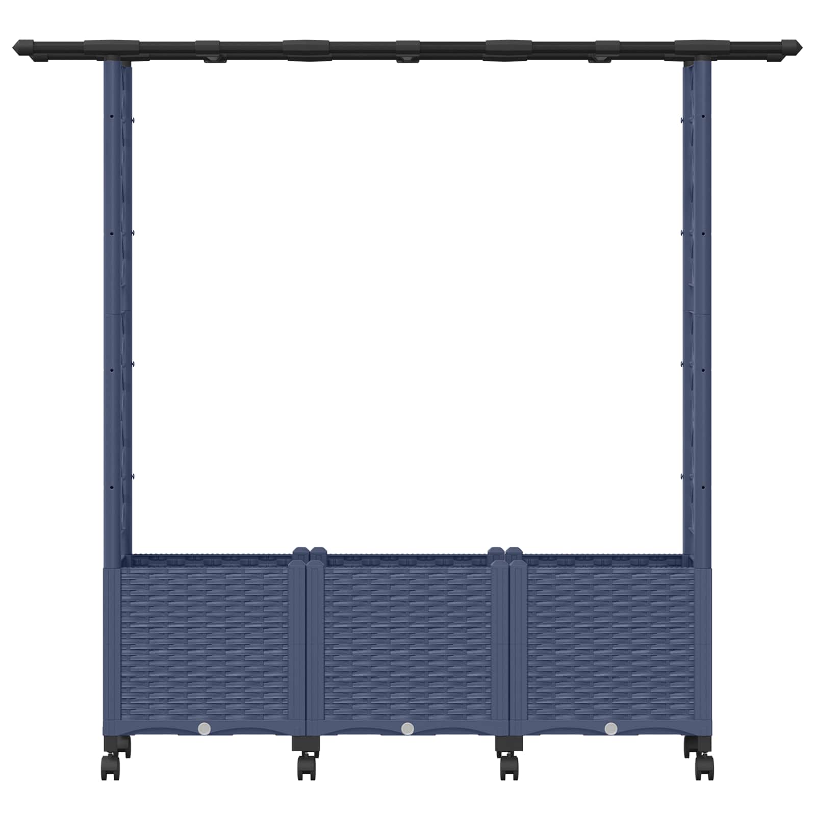 Verhoogd Bed met Trellis en Dak Grijs 162,5 x 40 x 142 cm PP
