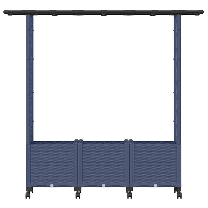 Verhoogd Bed met Trellis en Dak Grijs 162,5 x 40 x 142 cm PP
