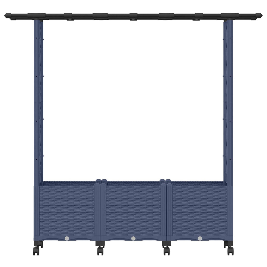 Verhoogd Bed met Trellis en Dak Grijs 162,5 x 40 x 142 cm PP