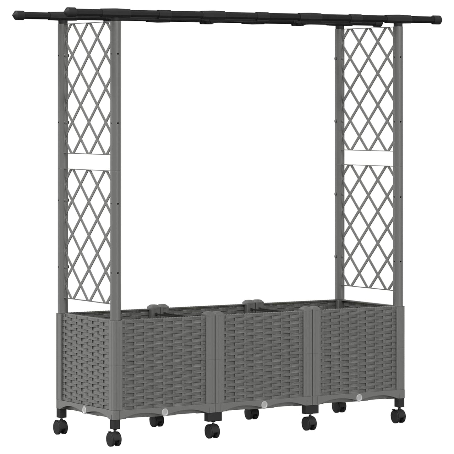 Verhoogd Bed met Trellis en Dak Lichtgrijs 162,5 x 40 x 142 cm