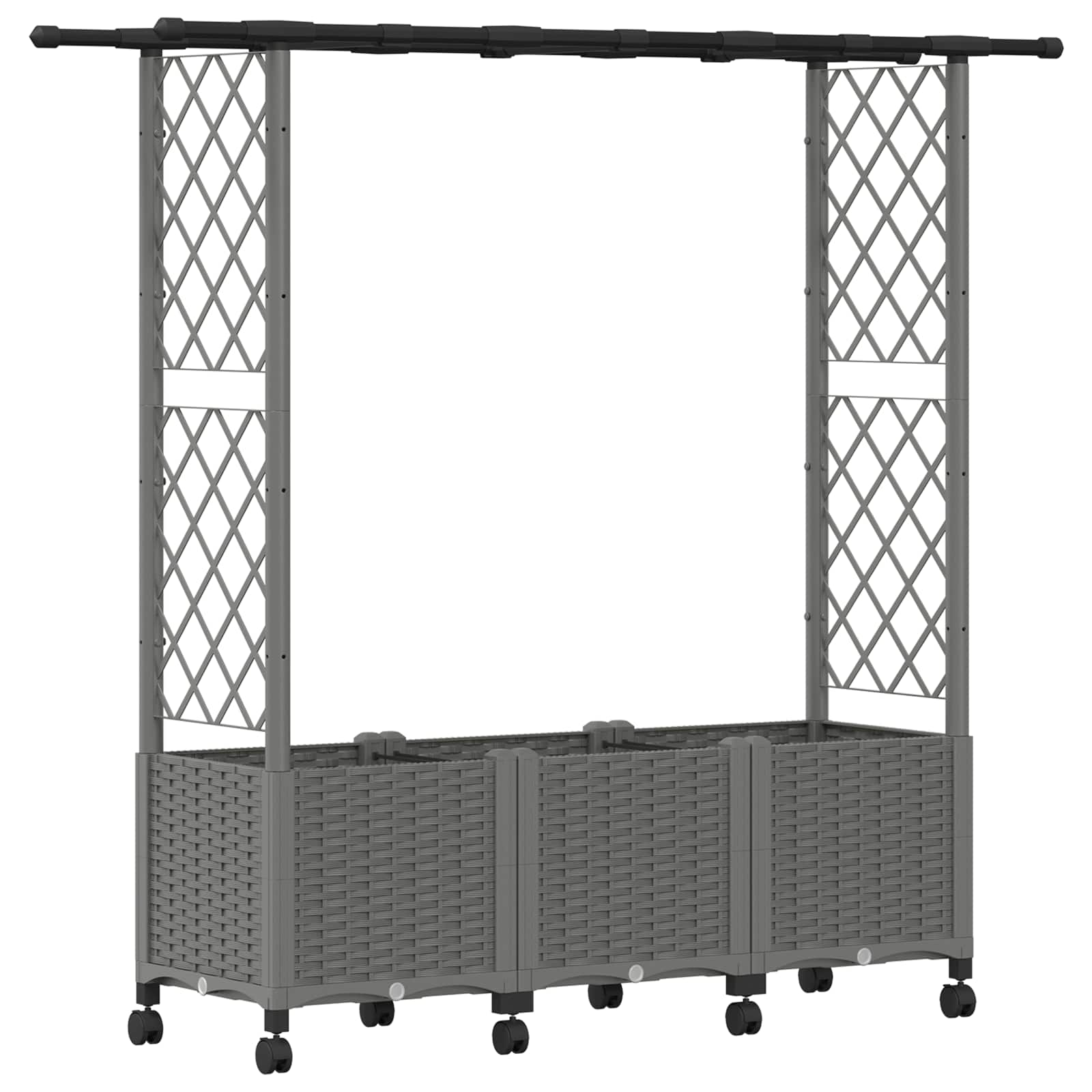 Verhoogd Bed met Trellis en Dak Lichtgrijs 162,5 x 40 x 142 cm