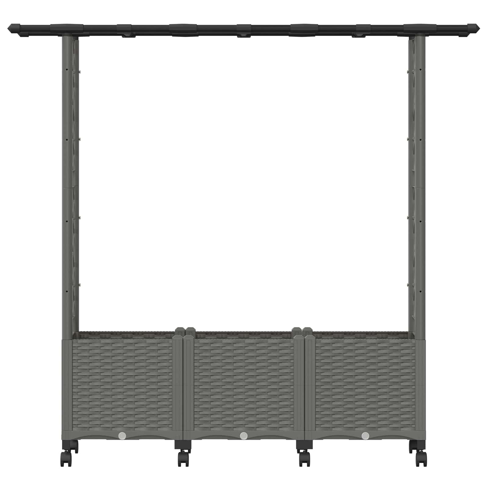 Verhoogd Bed met Trellis en Dak Lichtgrijs 162,5 x 40 x 142 cm