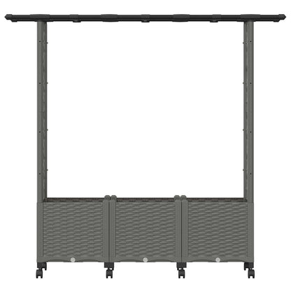 Verhoogd Bed met Trellis en Dak Lichtgrijs 162,5 x 40 x 142 cm