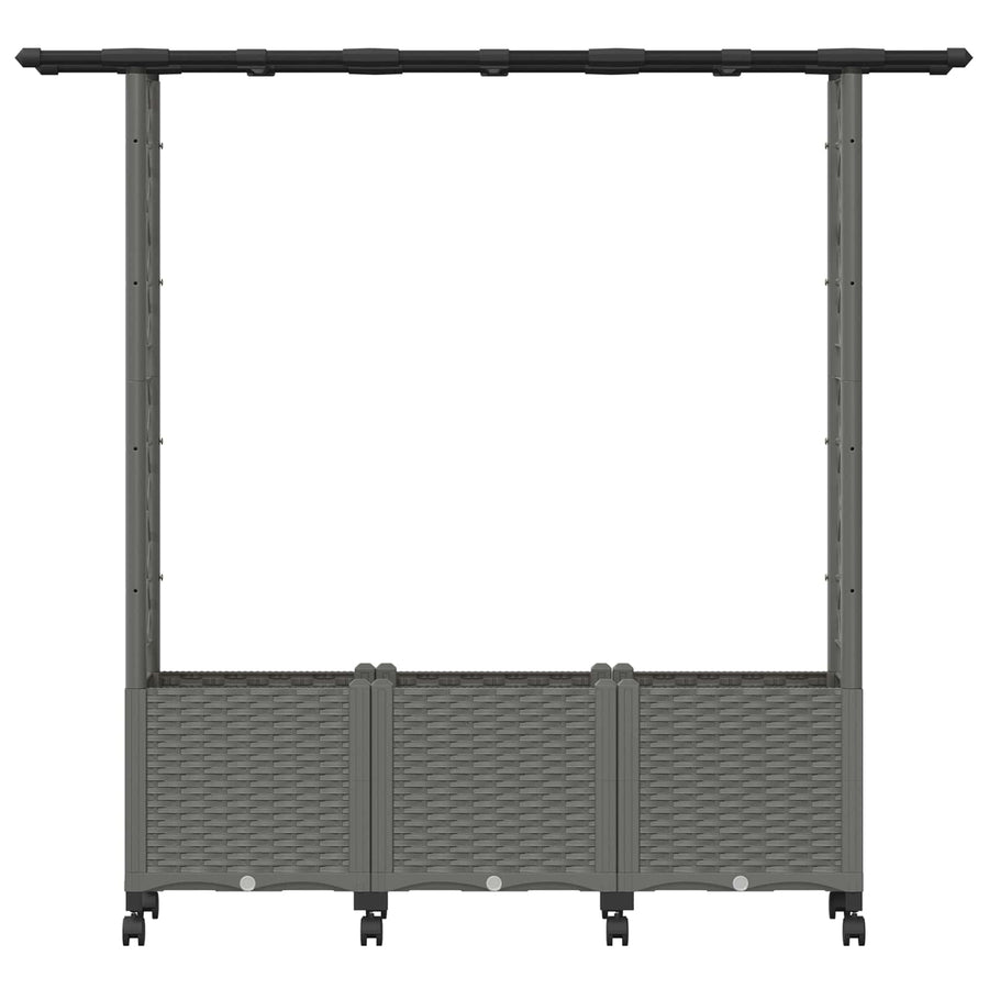 Verhoogd Bed met Trellis en Dak Lichtgrijs 162,5 x 40 x 142 cm