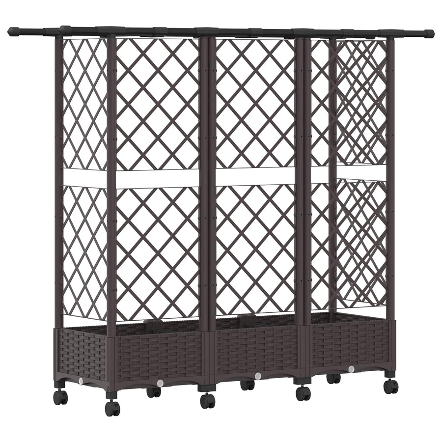 Verhoogd Bed met Trellis en Dak Bruin 164 x 40 x 127 cm PP