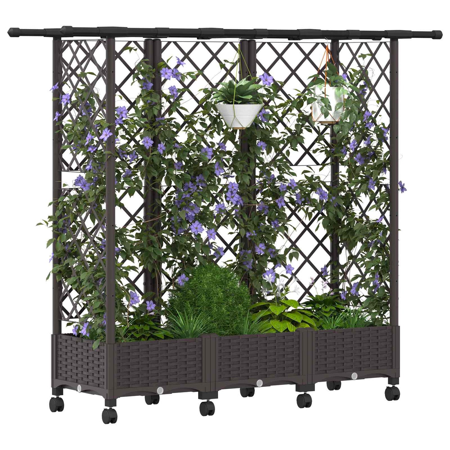 Verhoogd Bed met Trellis en Dak Bruin 164 x 40 x 127 cm PP