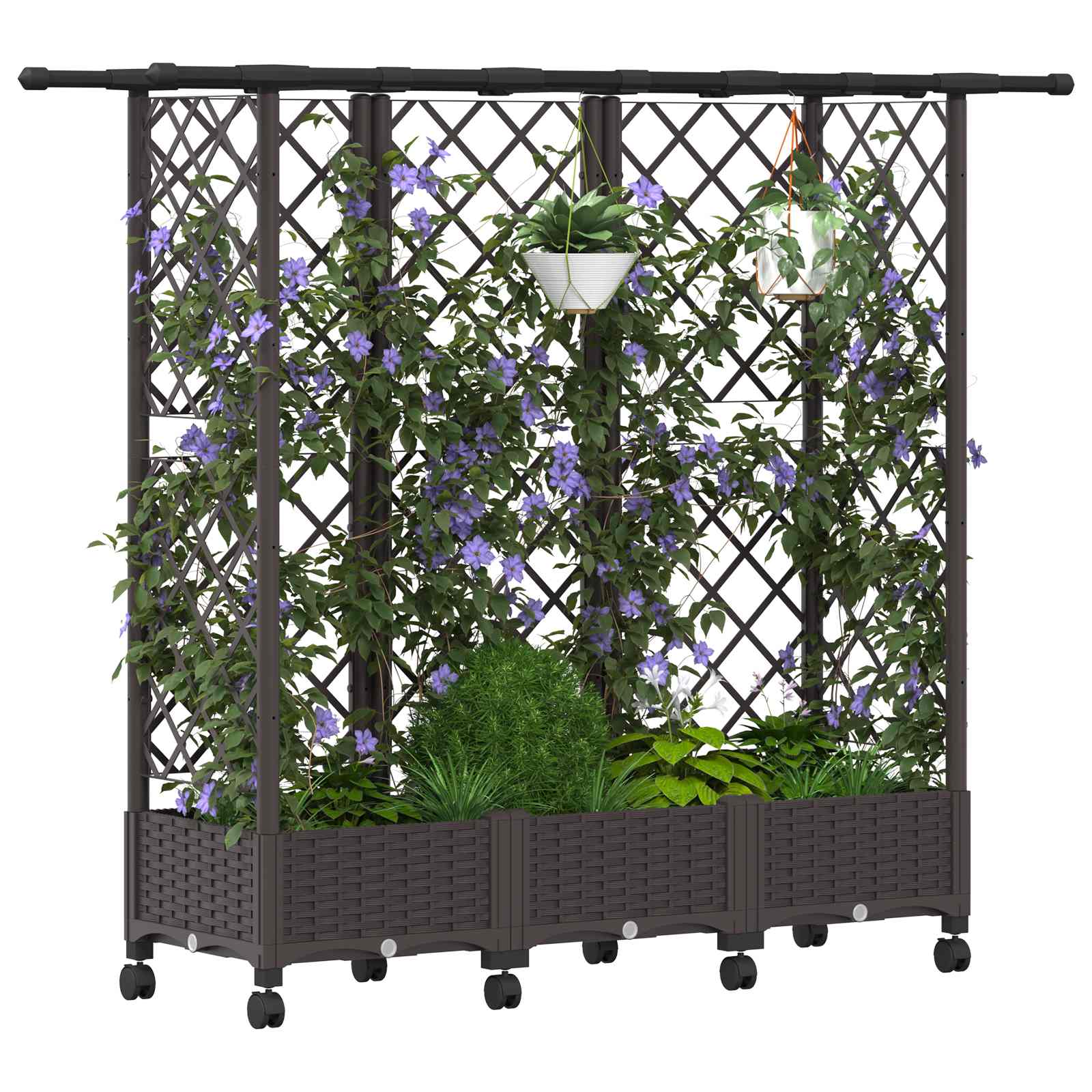 Verhoogd Bed met Trellis en Dak Bruin 164 x 40 x 127 cm PP