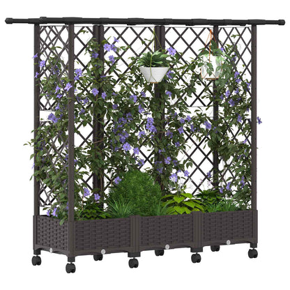 Verhoogd Bed met Trellis en Dak Bruin 164 x 40 x 127 cm PP