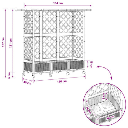 Verhoogd Bed met Trellis en Dak Bruin 164 x 40 x 127 cm PP