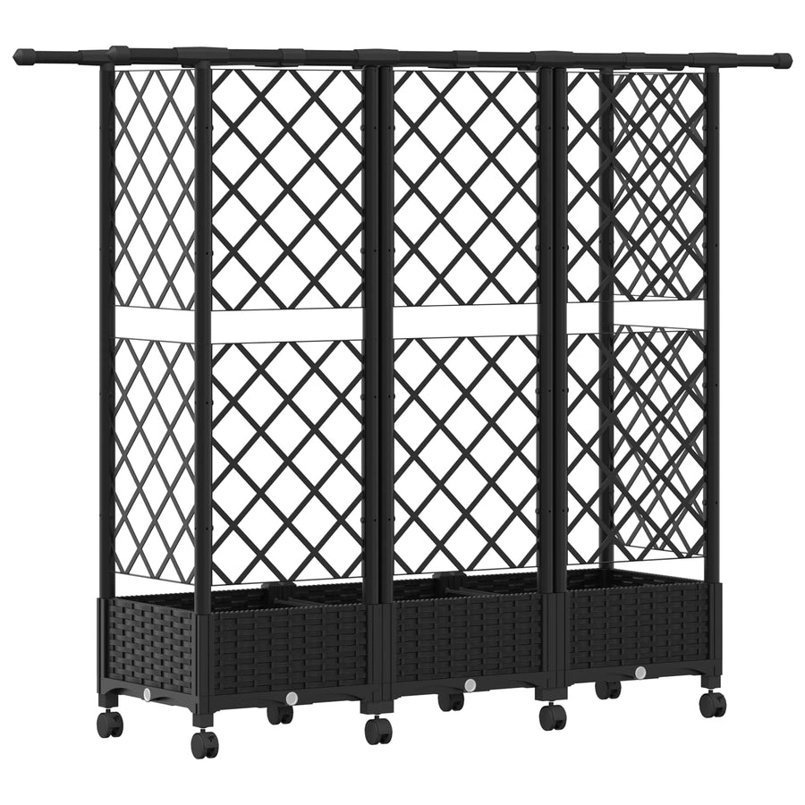Verhoogd Bed met Trellis en Dak Zwart 164 x 40 x 127 cm PP