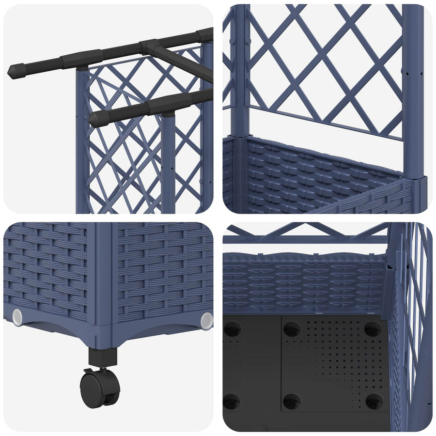 Verhoogd Bed met Trellis en Dak Grijs 164 x 40 x 127 cm PP