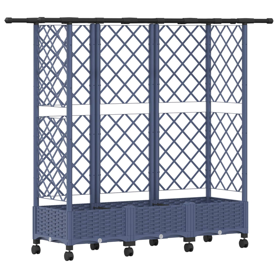 Verhoogd Bed met Trellis en Dak Grijs 164 x 40 x 127 cm PP
