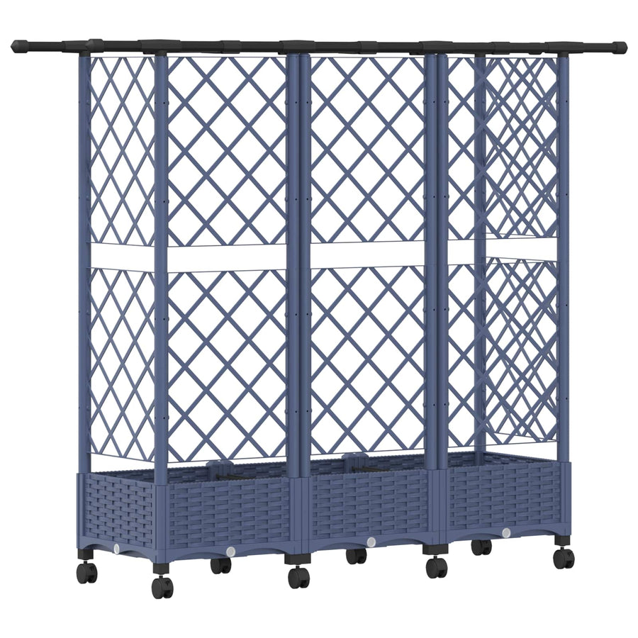 Verhoogd Bed met Trellis en Dak Grijs 164 x 40 x 127 cm PP