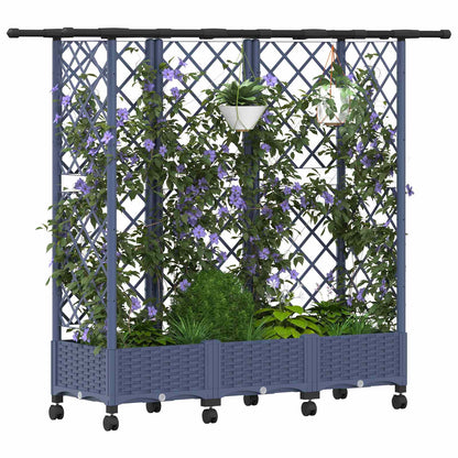 Verhoogd Bed met Trellis en Dak Grijs 164 x 40 x 127 cm PP