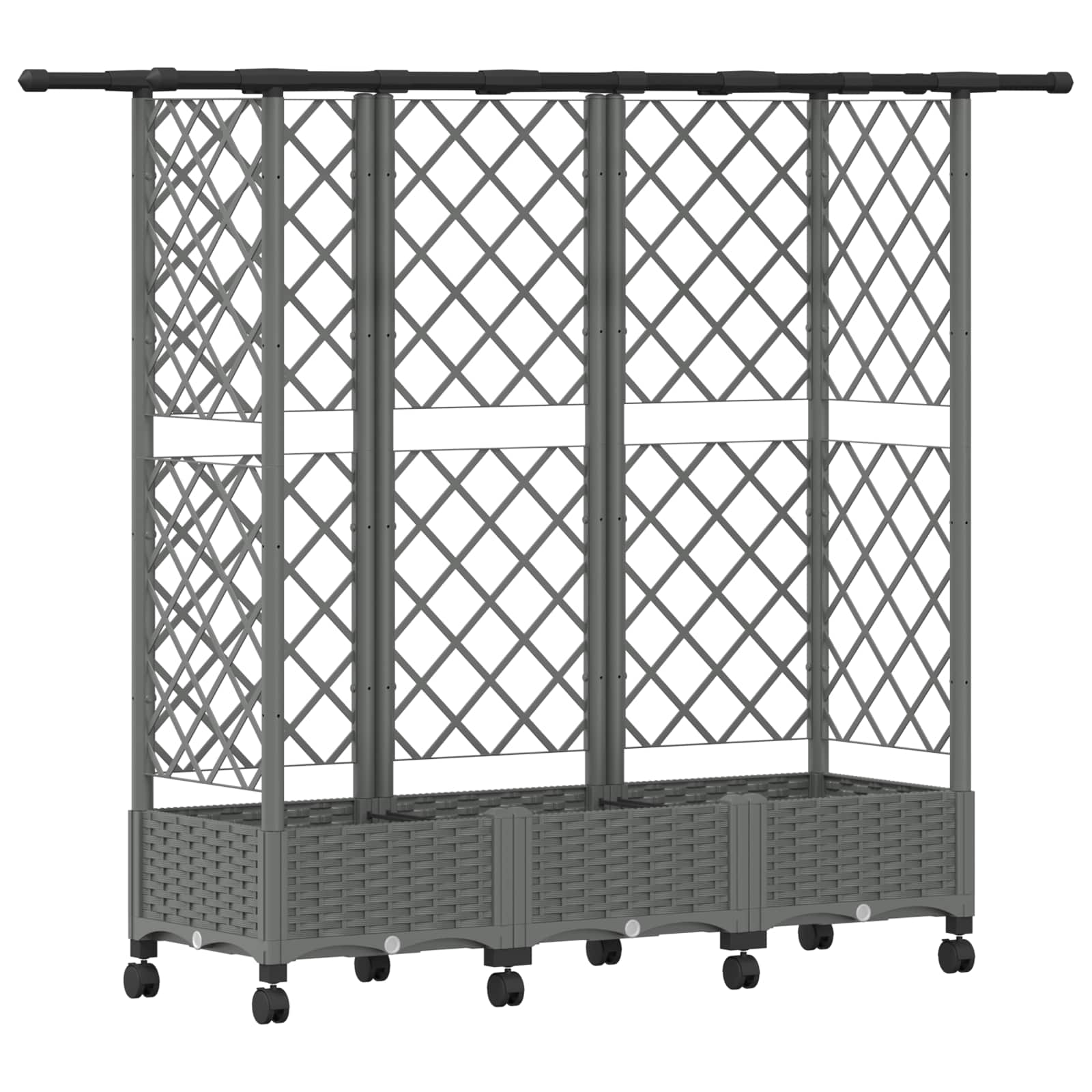 Verhoogd Bed met Trellis en Dak Lichtgrijs 164 x 40 x 127 cm PP