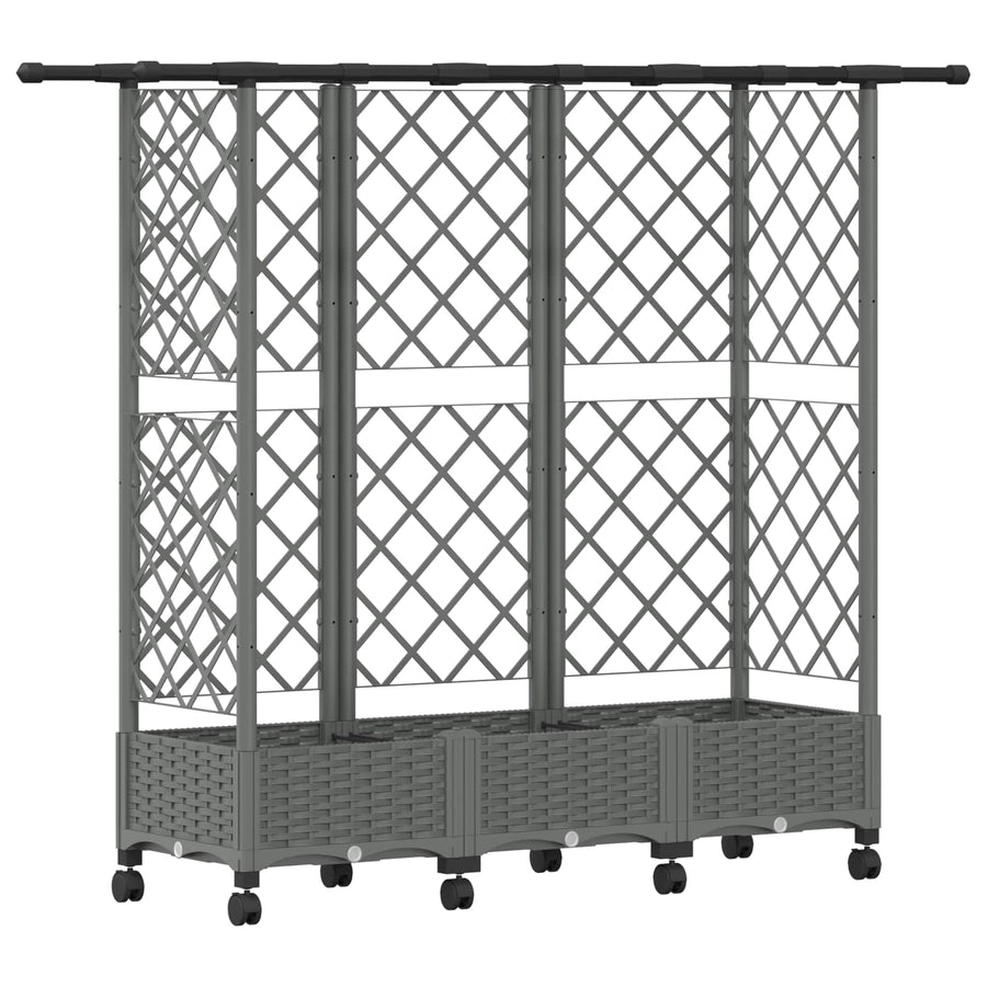 Verhoogd Bed met Trellis en Dak Lichtgrijs 164 x 40 x 127 cm PP