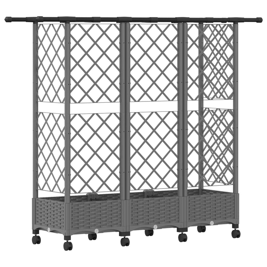 Verhoogd Bed met Trellis en Dak Lichtgrijs 164 x 40 x 127 cm PP