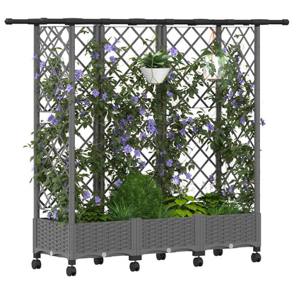 Verhoogd Bed met Trellis en Dak Lichtgrijs 164 x 40 x 127 cm PP
