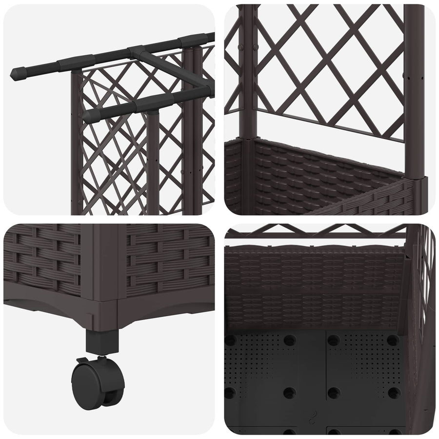Verhoogd Bed met Trellis en Dak Bruin 163,5 x 40 x 142 cm PP
