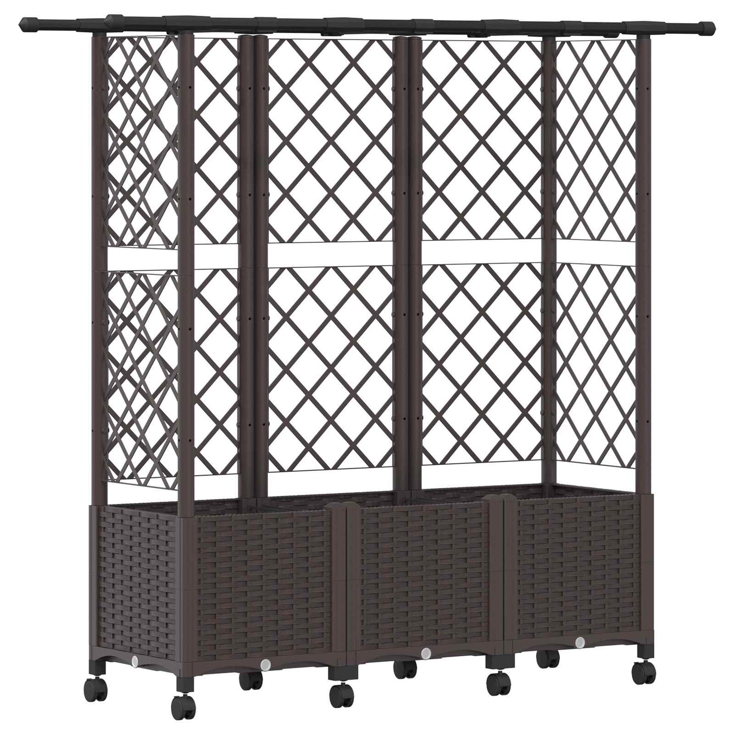 Verhoogd Bed met Trellis en Dak Bruin 163,5 x 40 x 142 cm PP