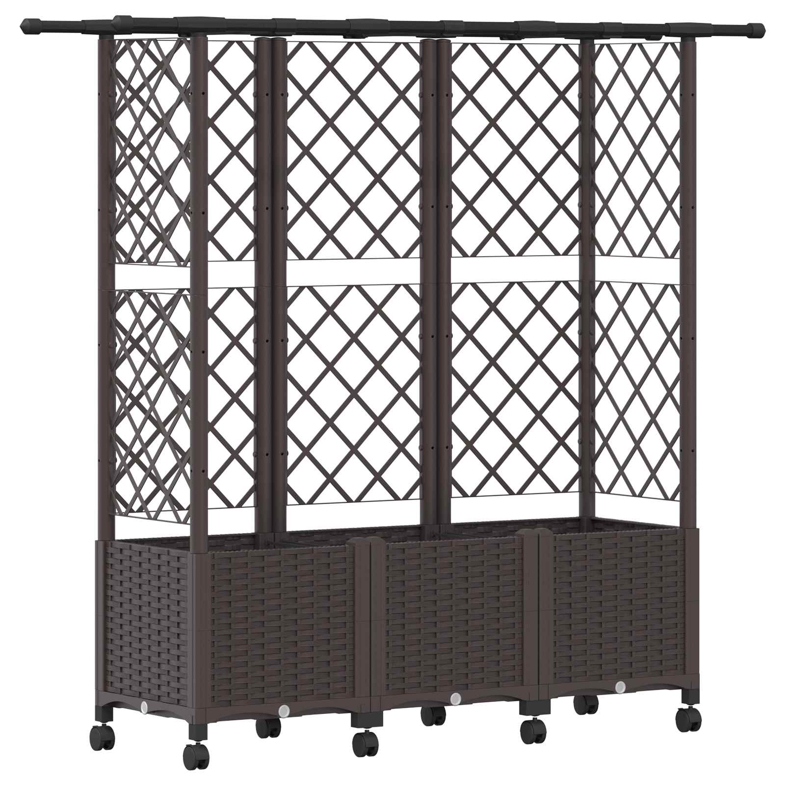 Verhoogd Bed met Trellis en Dak Bruin 163,5 x 40 x 142 cm PP