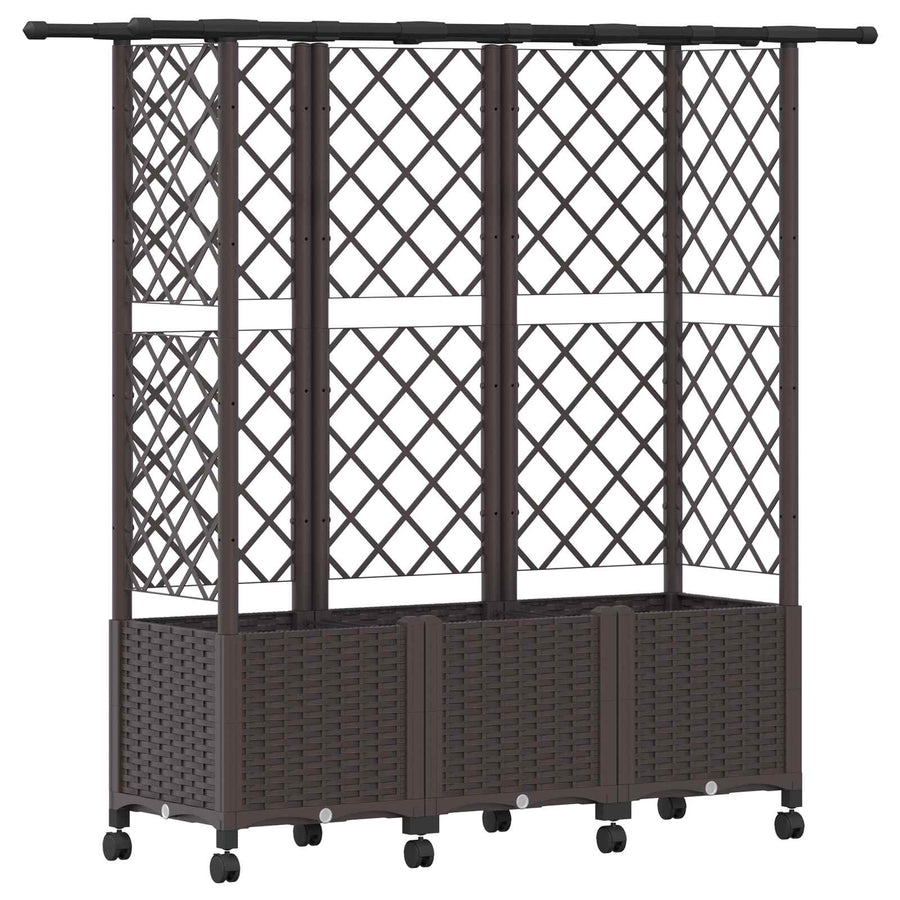 Verhoogd Bed met Trellis en Dak Bruin 163,5 x 40 x 142 cm PP
