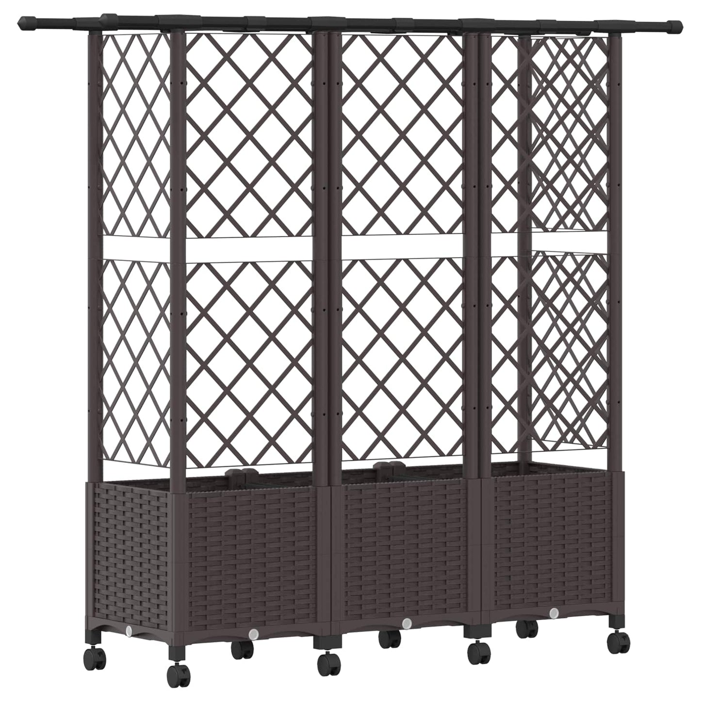 Verhoogd Bed met Trellis en Dak Bruin 163,5 x 40 x 142 cm PP