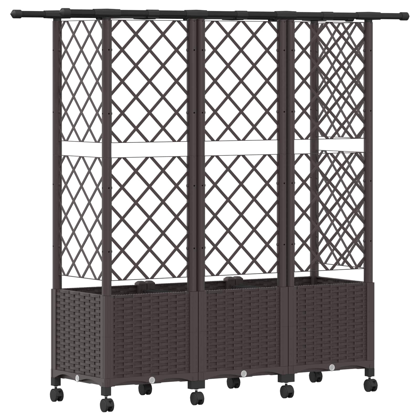 Verhoogd Bed met Trellis en Dak Bruin 163,5 x 40 x 142 cm PP