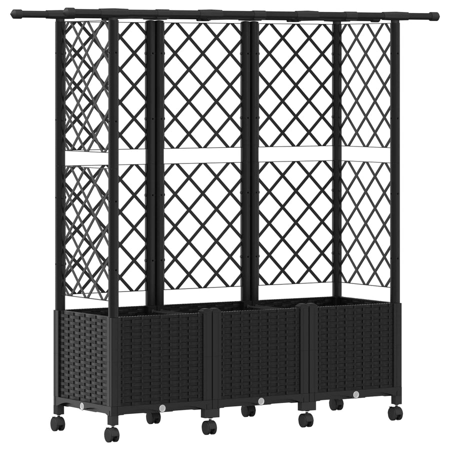 Verhoogd Bed met Trellis en Dak Zwart 163,5 x 40 x 142 cm PP