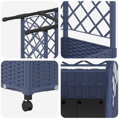 Verhoogd Bed met Trellis en Dak Grijs 163,5 x 40 x 142 cm PP