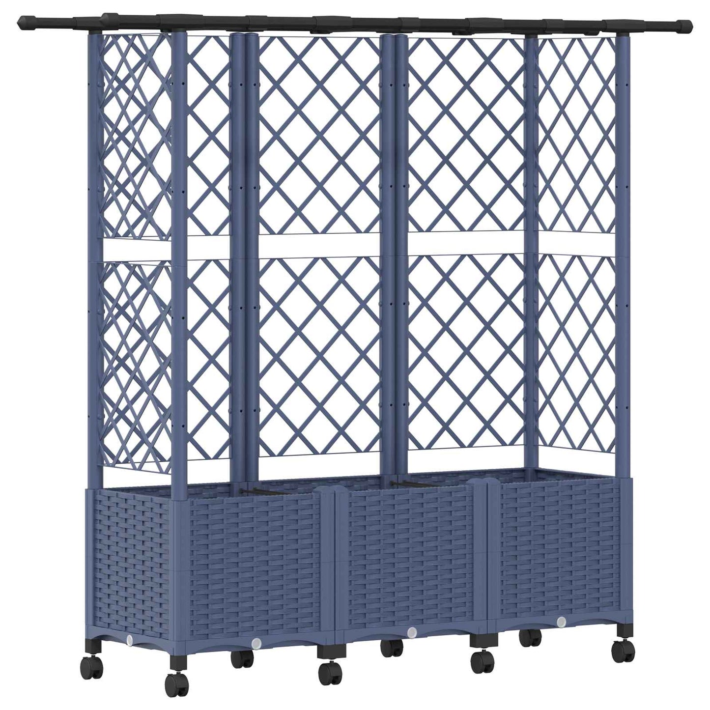Verhoogd Bed met Trellis en Dak Grijs 163,5 x 40 x 142 cm PP