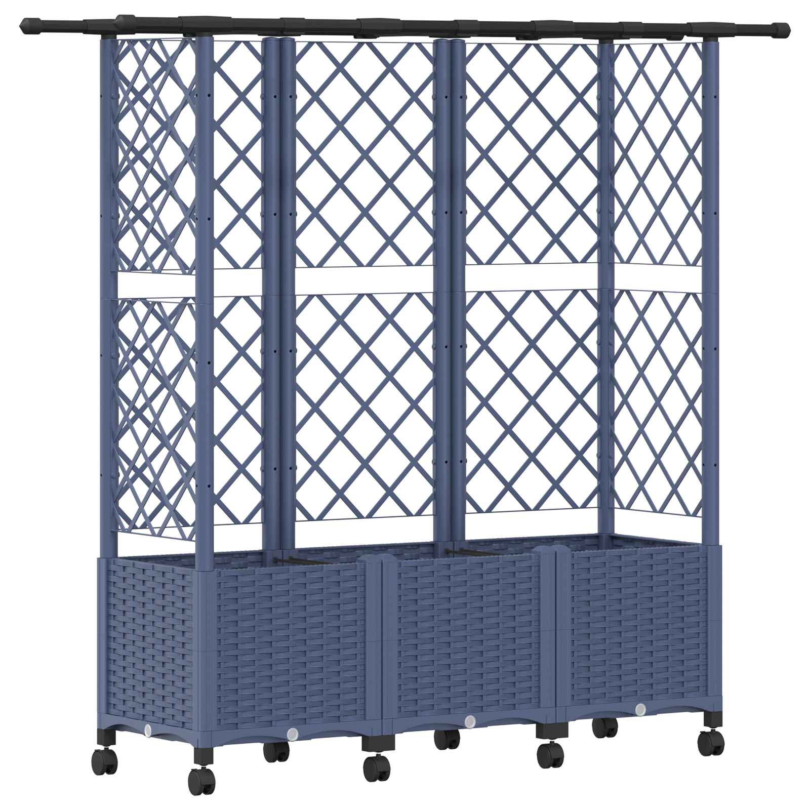 Verhoogd Bed met Trellis en Dak Grijs 163,5 x 40 x 142 cm PP