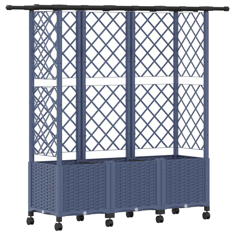 Verhoogd Bed met Trellis en Dak Grijs 163,5 x 40 x 142 cm PP