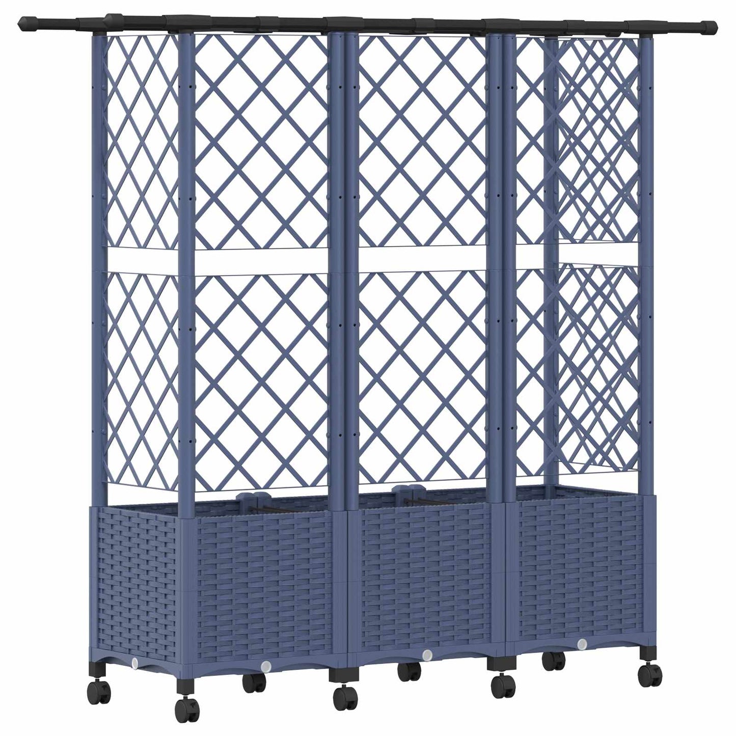 Verhoogd Bed met Trellis en Dak Grijs 163,5 x 40 x 142 cm PP