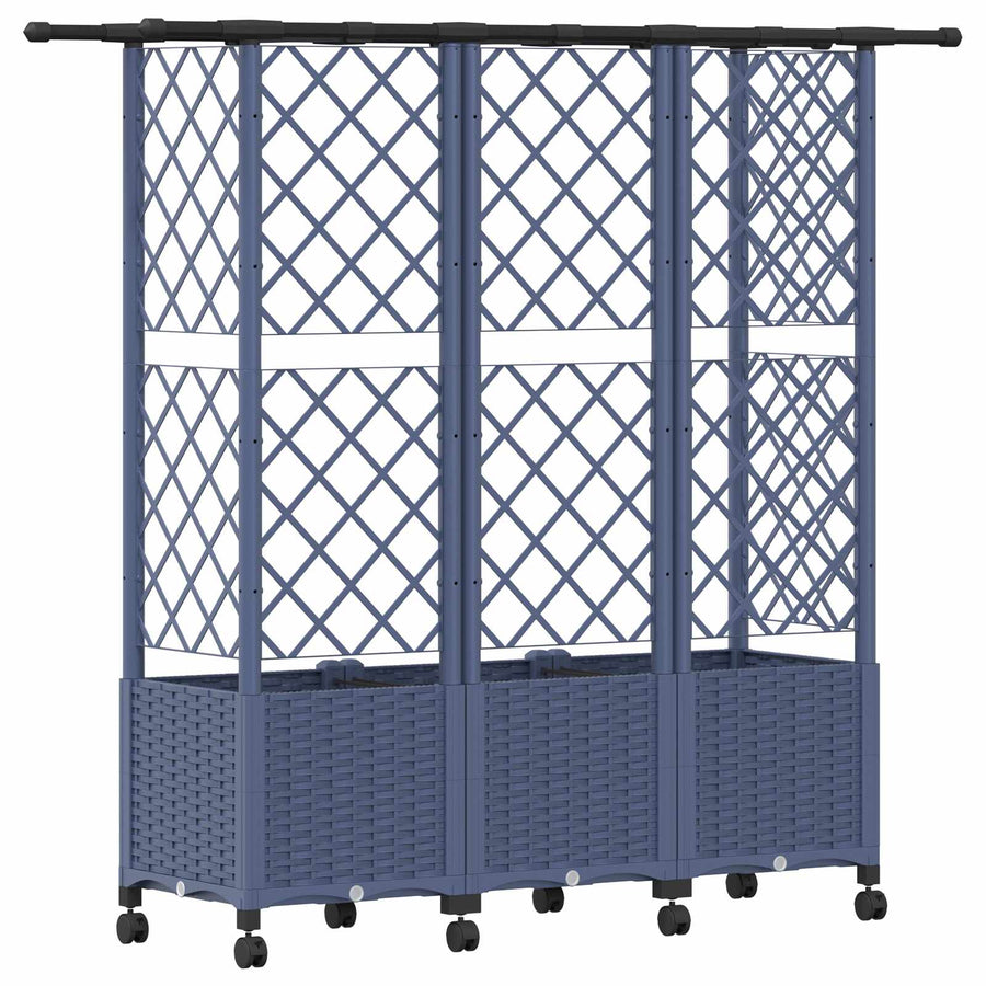 Verhoogd Bed met Trellis en Dak Grijs 163,5 x 40 x 142 cm PP