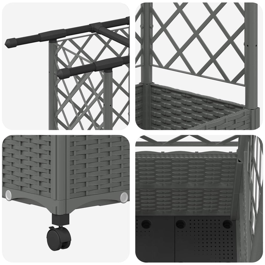 Verhoogd Bed met Trellis en Dak Lichtgrijs 163,5 x 40 x 142 cm