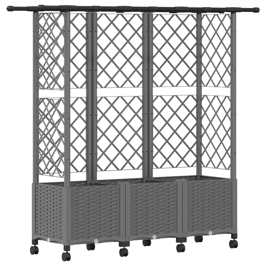 Verhoogd Bed met Trellis en Dak Lichtgrijs 163,5 x 40 x 142 cm