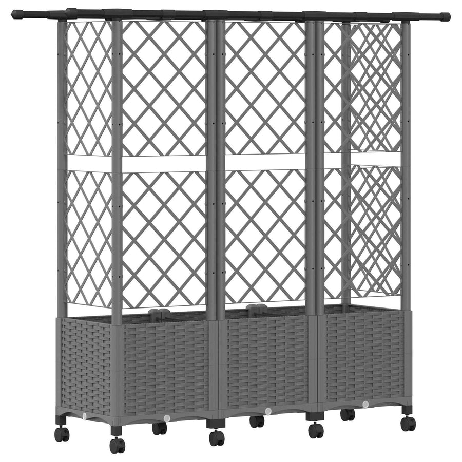 Verhoogd Bed met Trellis en Dak Lichtgrijs 163,5 x 40 x 142 cm