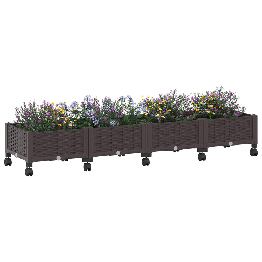 Tuinschaal met wielen Bruin 160 x 40 x 29 cm PP