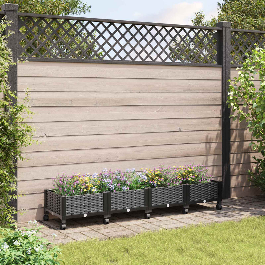 Tuinschaal met wielen Zwart 160 x 40 x 29 cm PP