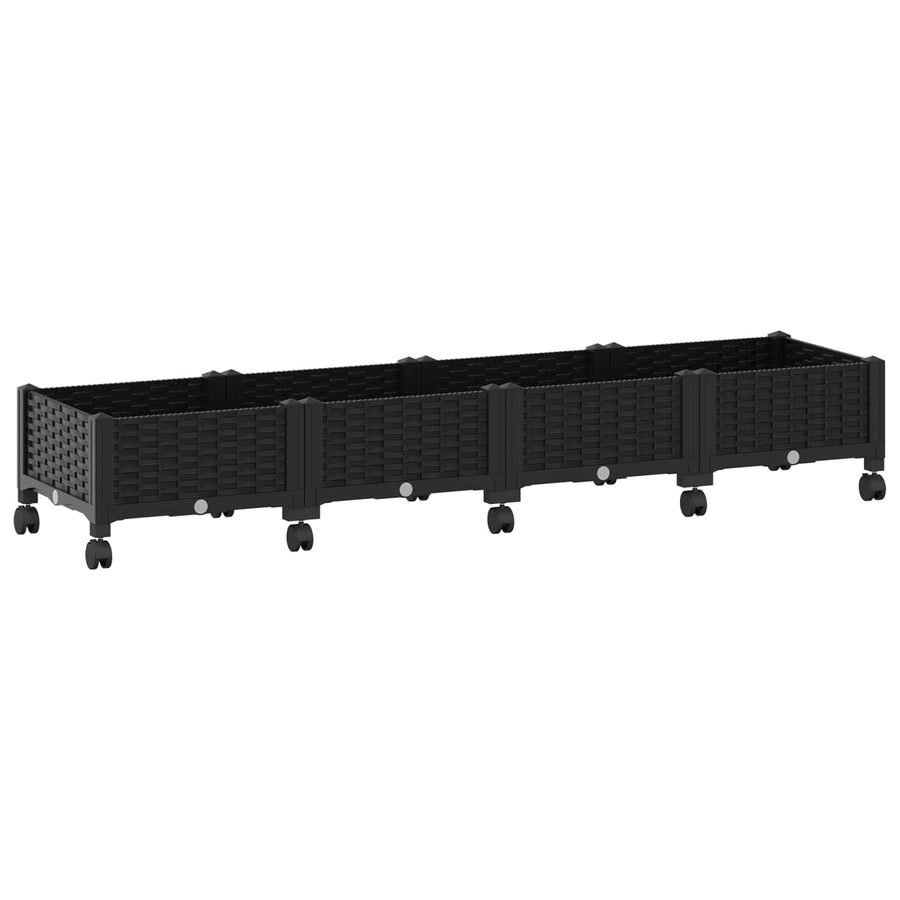 Tuinschaal met wielen Zwart 160 x 40 x 29 cm PP