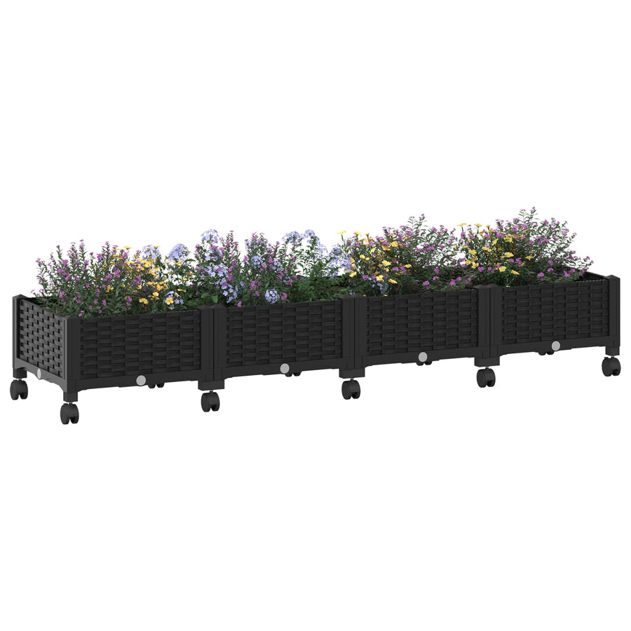 Tuinschaal met wielen Zwart 160 x 40 x 29 cm PP