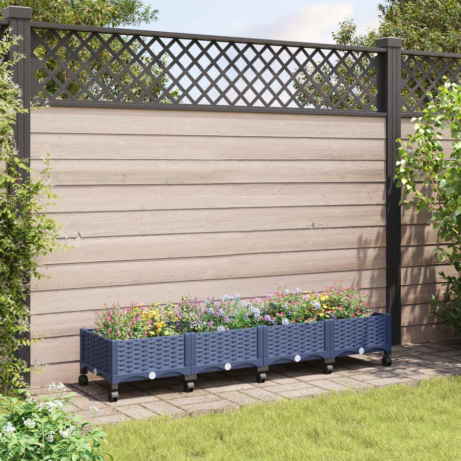 Tuinschaal met wielen Blauw Grijs 160 x 40 x 33 cm PP