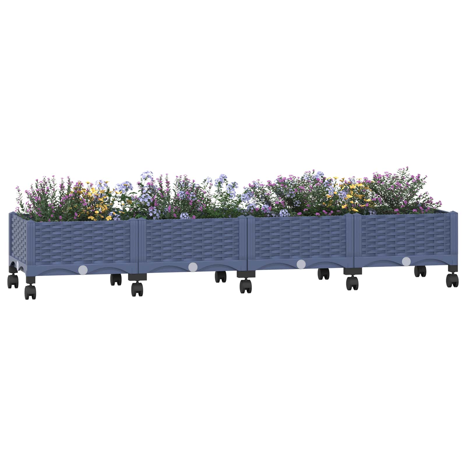 Tuinschaal met wielen Blauw Grijs 160 x 40 x 33 cm PP