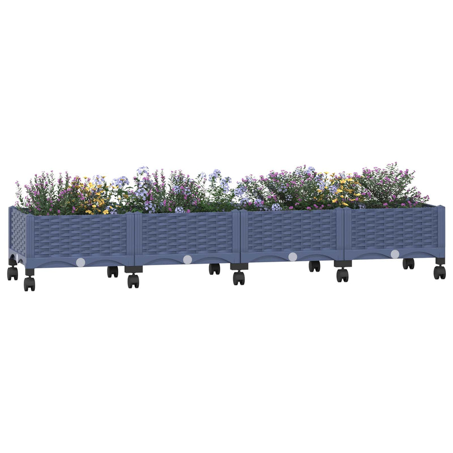 Tuinschaal met wielen Blauw Grijs 160 x 40 x 33 cm PP