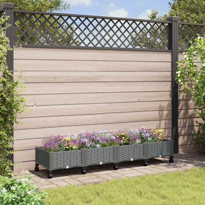 Tuinschaal met wielen Lichtgrijs 160 x 40 x 33 cm PP