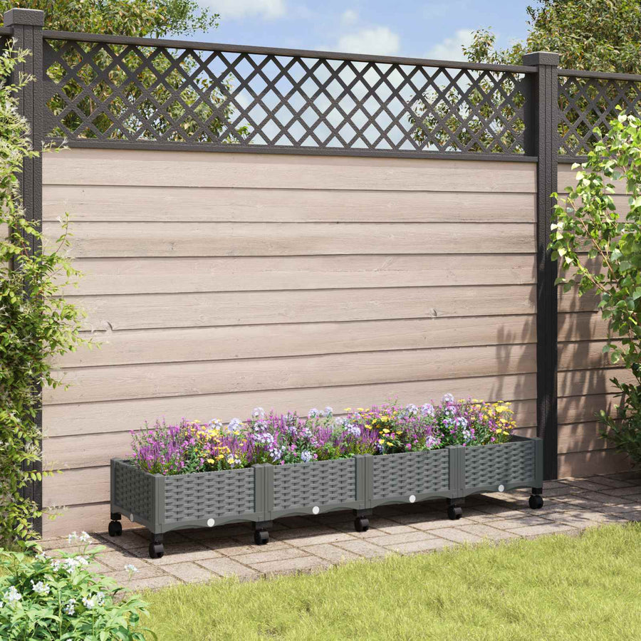 Tuinschaal met wielen Lichtgrijs 160 x 40 x 33 cm PP